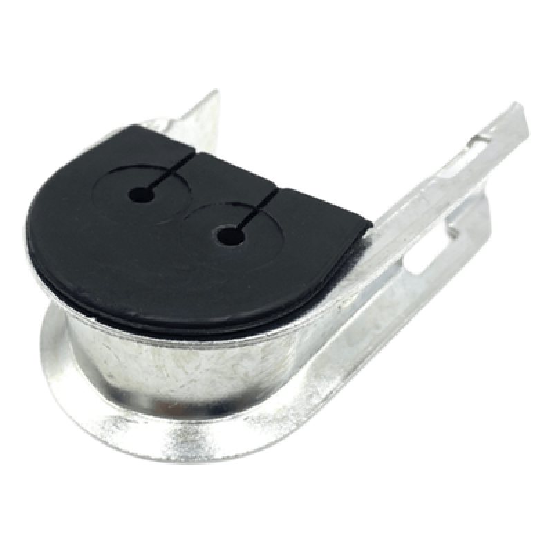 Herraje de Suspensión Tipo J / Doble Soporte / Rango 8-15 mm / Acero Galvanizado / Termoplástico UV / Poste / Cable ADSS