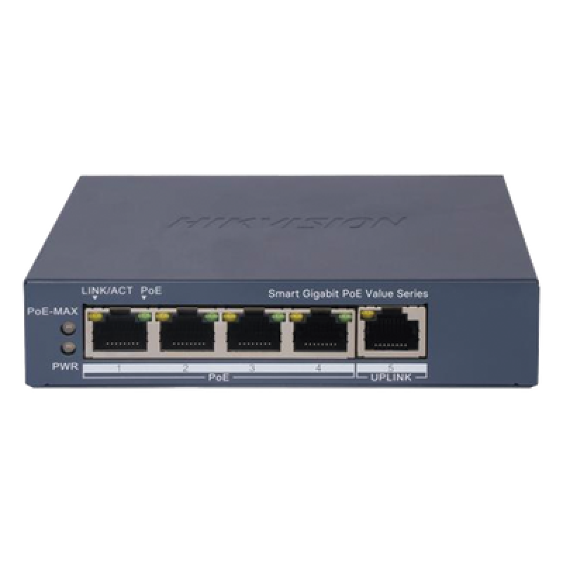 Switch PoE+ Gigabit / 4 Puertos PoE+ / 1 Puerto Uplink / Monitoreable / Alcance Extendido 300 m (984.3 ft) / 45 W / Gestión Cloud