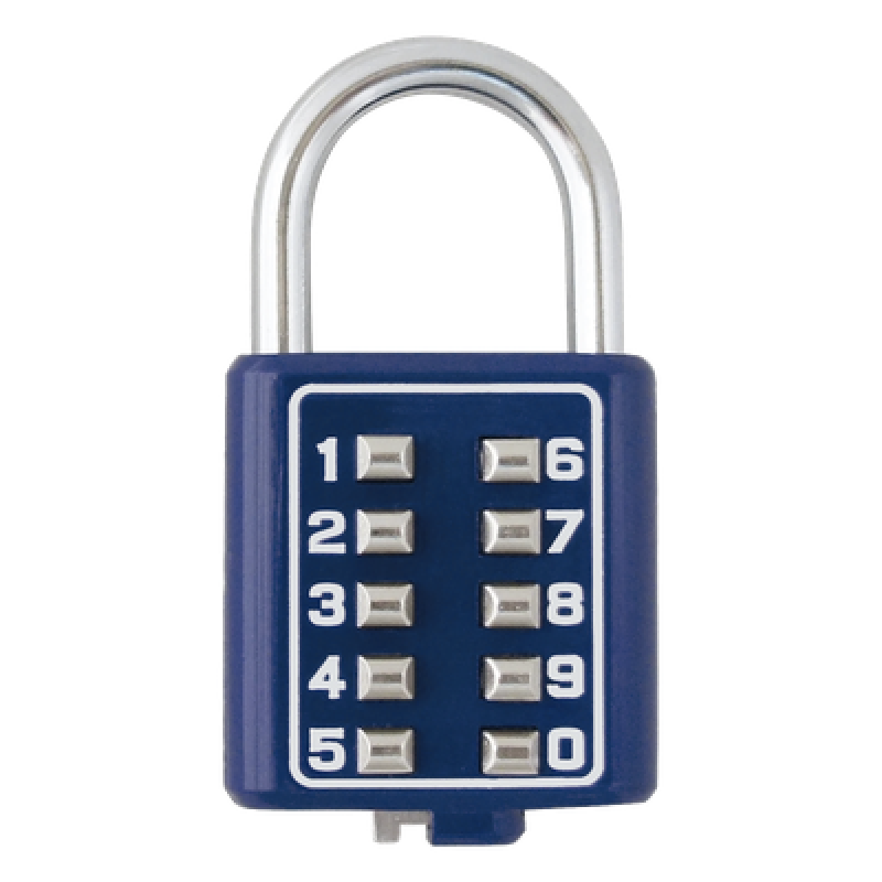 Candado Digital de Combinación M40 / No Requiere Llave / Combinación única integrada por 4 dígitos / Color Azul.