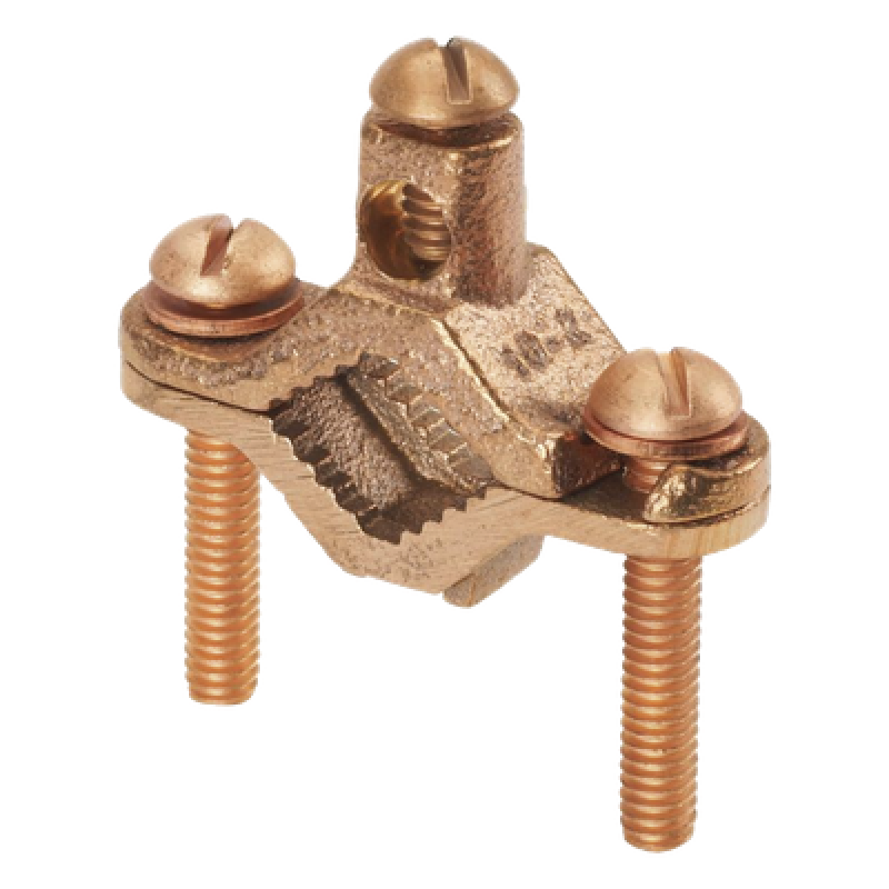 Abrazadera de Tierra Física / Bronce Anticorrosión / Conductor 2 AWG / Entierro Directo / Tubo 12.7 mm a 25.4 mm (0.5 a 1 in)