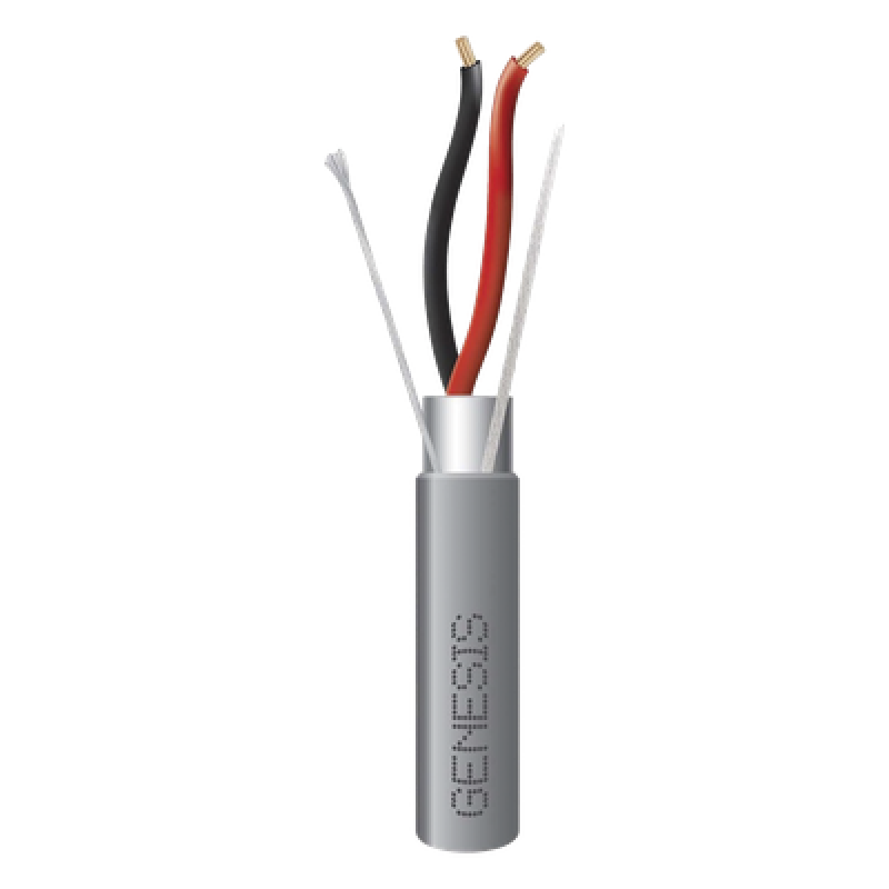 Bobina de 305 Metros (1000 Pies) / Cable 2 x 18 AWG / Color Gris / Blindado / Riser / Aplicaciones de Audio Control de Acceso y Automatización