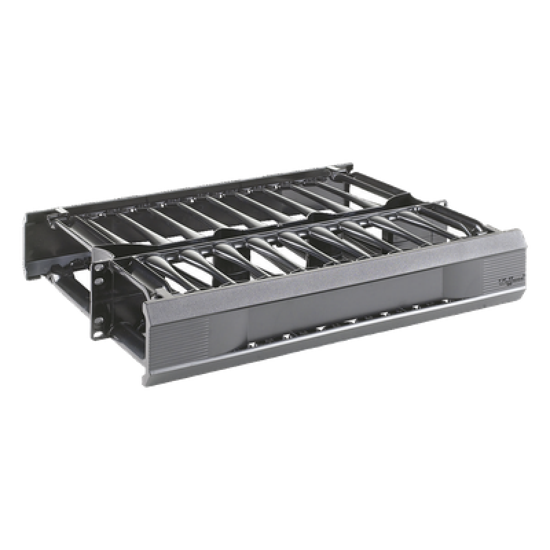Organizador de Cables Horizontal / Doble Cara Frontal y Posterior / Rack 19in / 2 UR / Capacidad 223 Cables Cat 5e