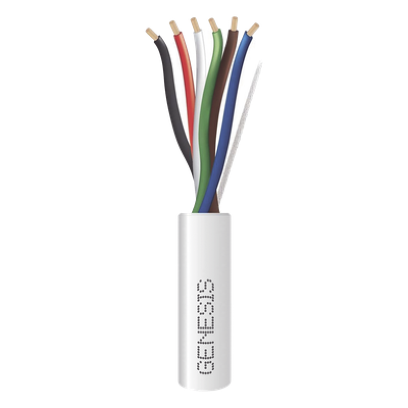 Carrete de 305 Metros (1000 Pies) / Cable de Cobre / 6 x 18 AWG / Plenum / Para Interior / Color Blanco / Para Aplicaciones de Alarmas de Intrusión/Control de Acceso/ Automatización / Interfonos y Tv Porteros