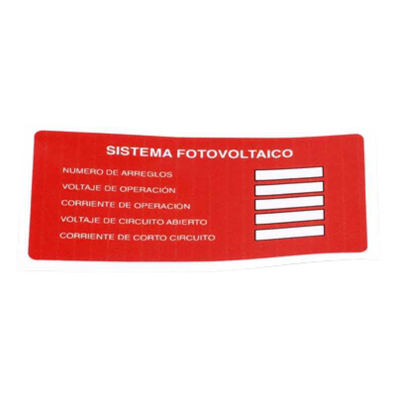 Etiqueta de Sistema fotovoltaico/ Paquete con 20