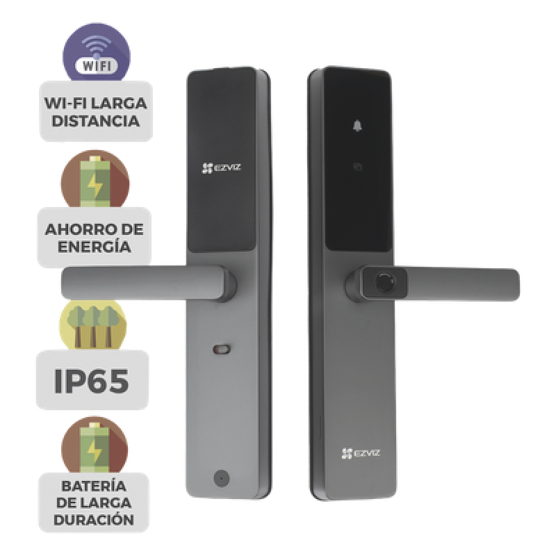 Cerradura Inteligente / Wi-Fi y Bluetooth / Huella y Tag / IP65 / -25°C a 70°C / 8 Baterías AA