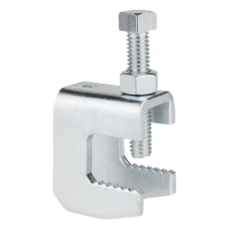 Mordaza de Acero Fija / Varilla Roscada 1/4" / Viga hasta 3/4" / Resistencia 570 kg / Par de Instalación 17 Nm