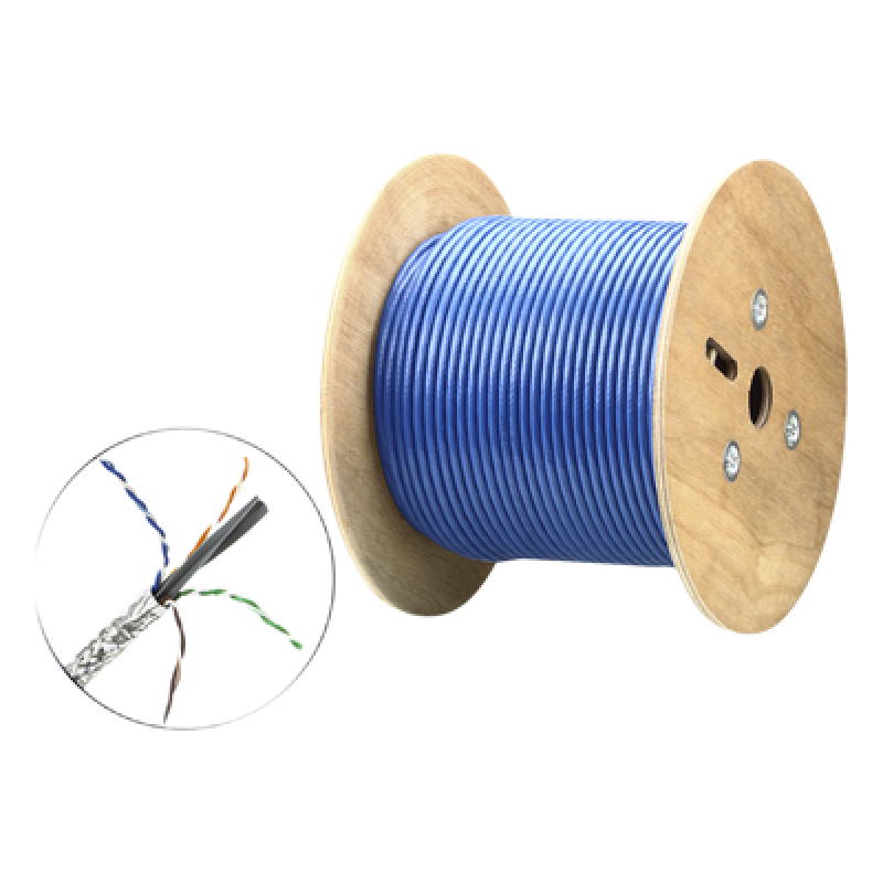Cable SF/UTP | 4 pares 23 AWG | Cumple con los requisitos de la HDBaseT Alliance | Protección EMI | Transmisión de datos 4K | Color Azul | 305m