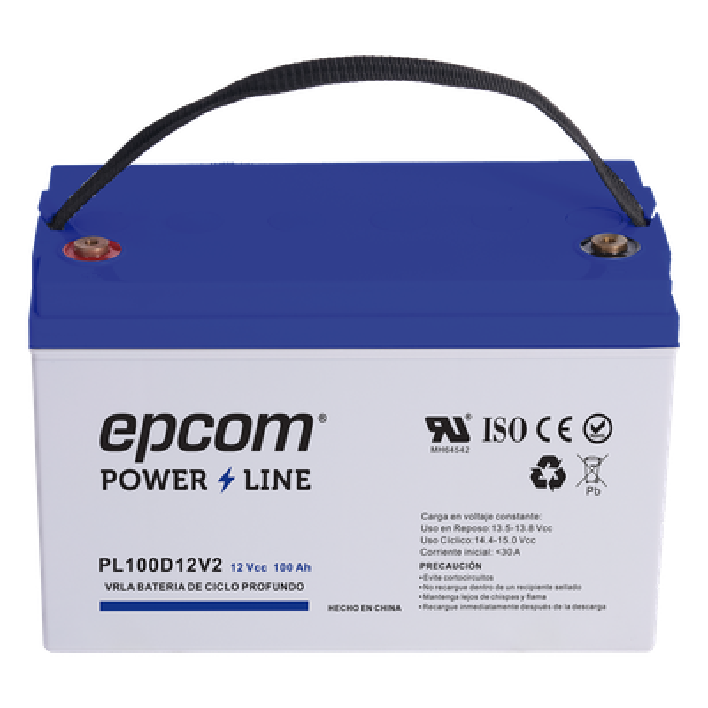 Batería de respaldo 12 V 100 Ah AGM | Certificada UL94-HB Retardo a la flama básica | Ciclo profundo | Para uso en aplicaciones fotovoltaicas y de emergencia | Terminales T4