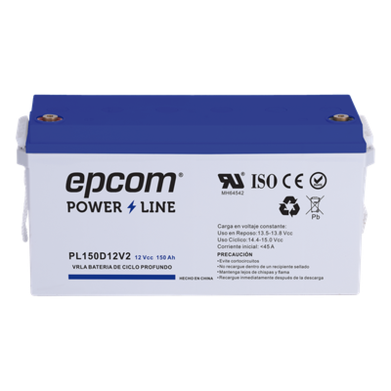 Batería de respaldo 12 V 150 Ah AGM | Certificada UL94-HB Retardo a la flama básica | Ciclo profundo | Para uso en aplicaciones fotovoltaicas y de emergencia | Terminales T5