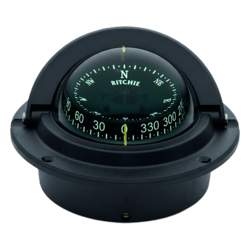 Brújula de Navegación Marítima Ritchie F-83 / Montaje Flush / CombiDial 3" (76 mm) / Iluminación NiteVu Verde / DirectiveForce Magnets / Construcción Compuesta Alta Temperatura / 100% Reparable