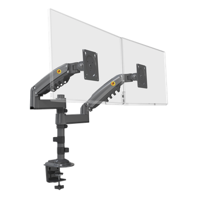 Montaje de Escritorio articulado para 2 monitores de 17 a 27" / Soporta hasta 9kg por monitor / Vesa 75 x 75 / 100 x 100 / Acero / Rotación: 360°
