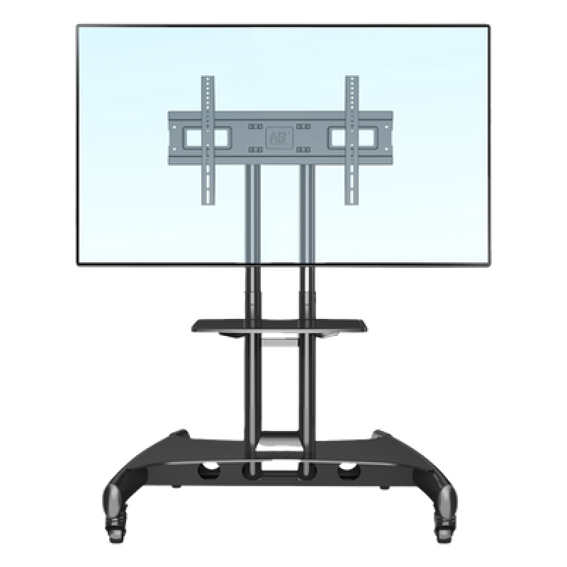 Soporte Móvil para Pantalla / 32" a 75" / Carga 45.5 kg (100 lbs) / VESA 200x200 a 600x400 mm / Altura Ajustable 1120-1520 mm (3.67 a 4.99 ft) / Base para Accesorios / 4 Ruedas 360°