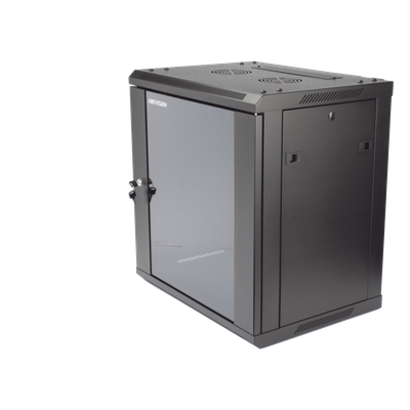 Gabinete para Montaje en Pared - Piso / Puerta de Cristal Templado / Cuerpo Fijo / 12 Unidades de Rack / 19" / Fabricado en Acero