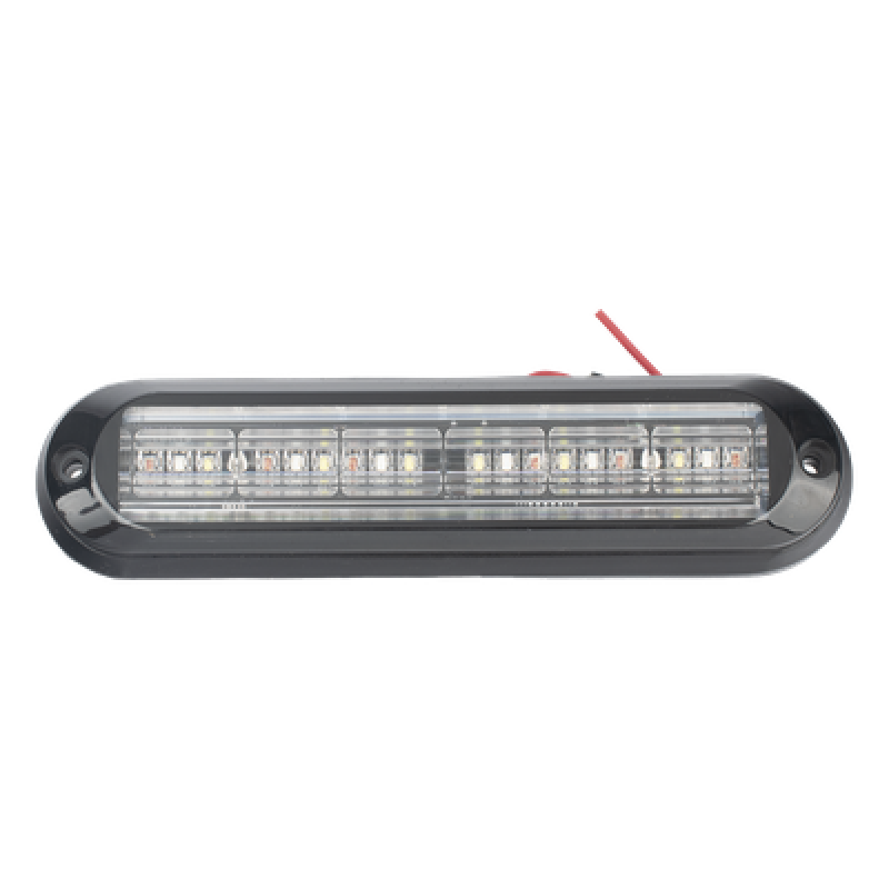Luz Auxiliar, Ultra Brillante, IP67, 18 LEDs, Tricolor, Color Rojo/Claro/Azul, con mica transparente y bisel negro