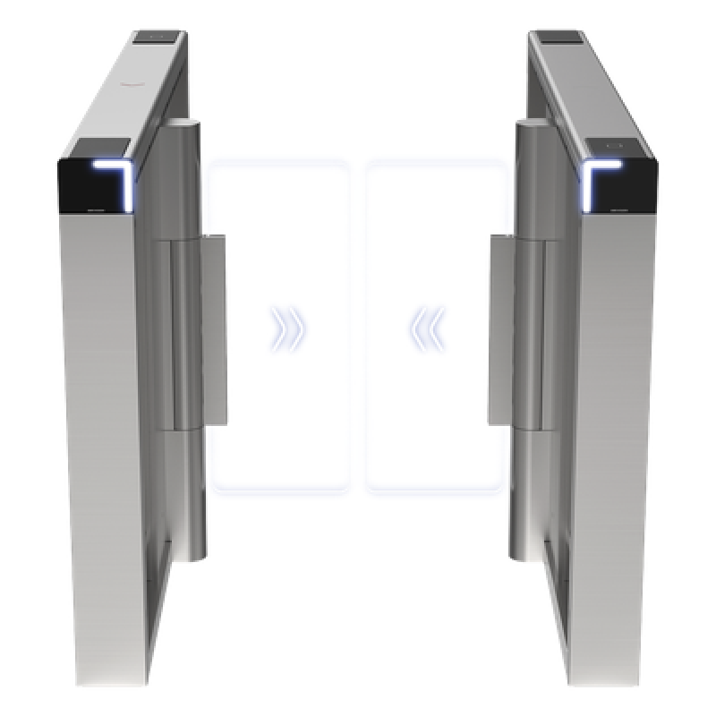 Torniquete Swing PREMIUM / Iluminación LED / 12,000,000 Ciclos MCBF / Incluye Lectores de Tarjeta y Panel de Acceso / 14 Pares de IR / Carril de 90 cms / Compatible con Reconocimiento Facial / Incluye Izquierdo y Derecho