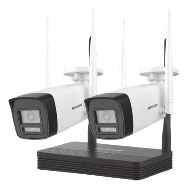 Kit IP Inalámbrico 2 Megapixel (1080p) / NVS 4 Canales / 2 Cámaras Bala para Exterior con Lente 2.8 mm y Dual Light (30 mts IR + 20 mts Luz Blanca) / Audio Bidireccional (Micrófono y Bocina) / Soporta Micro SD de 512 GB