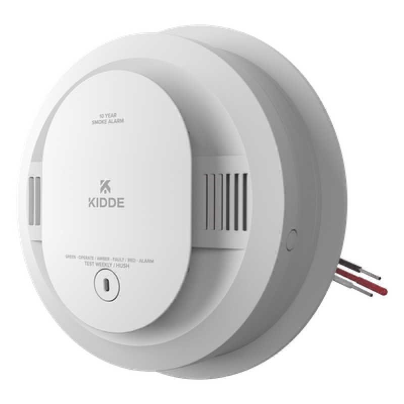 Detector de humo fotoeléctrico alámbrico 120 V CA con batería sellada de 10 años, interconexión hasta 24 dispositivos, pieza