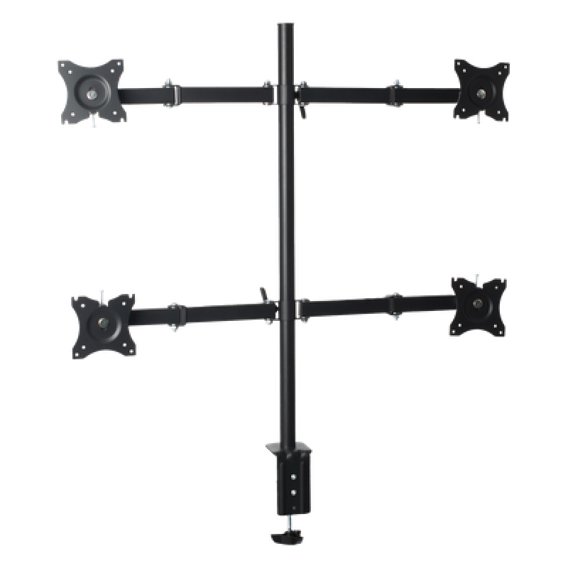 Montaje de Escritorio articulado para 4 monitores de 13 a 27" / Soporta hasta 15 kg / Vesa 75 x 75 / 100 x 100 / Acero