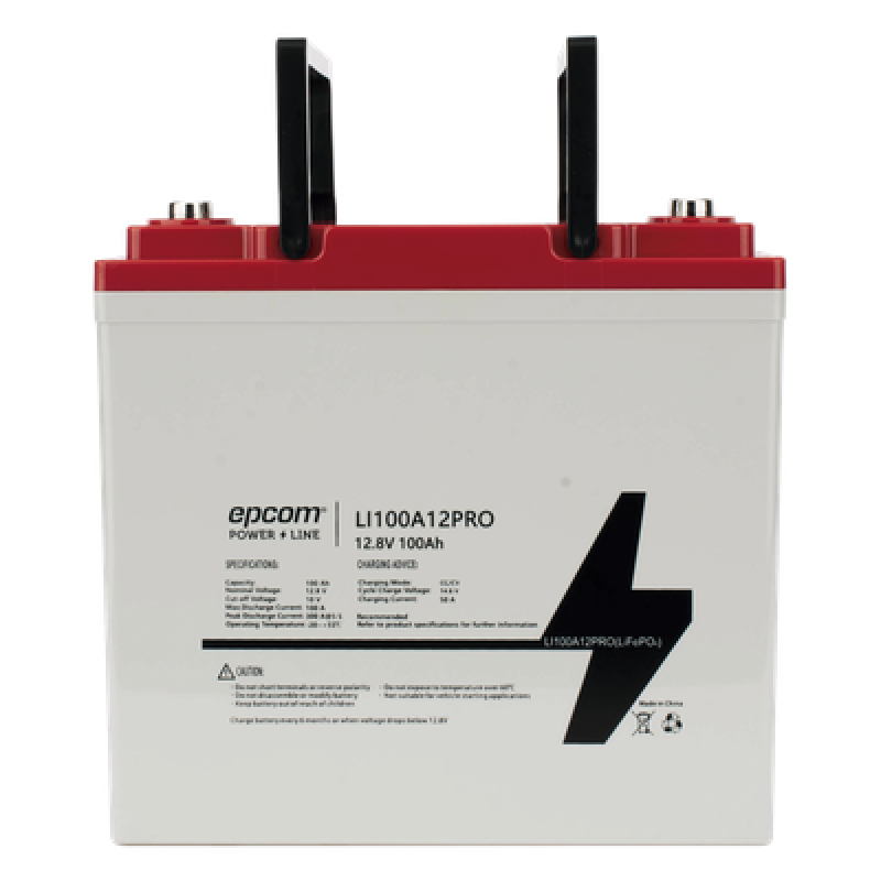 Batería LiFePO4 Ciclo Profundo / 12.8 Vcc / 100 Ah / Descarga Máxima 100 A / 3500 Ciclos / Válvula de Alivio