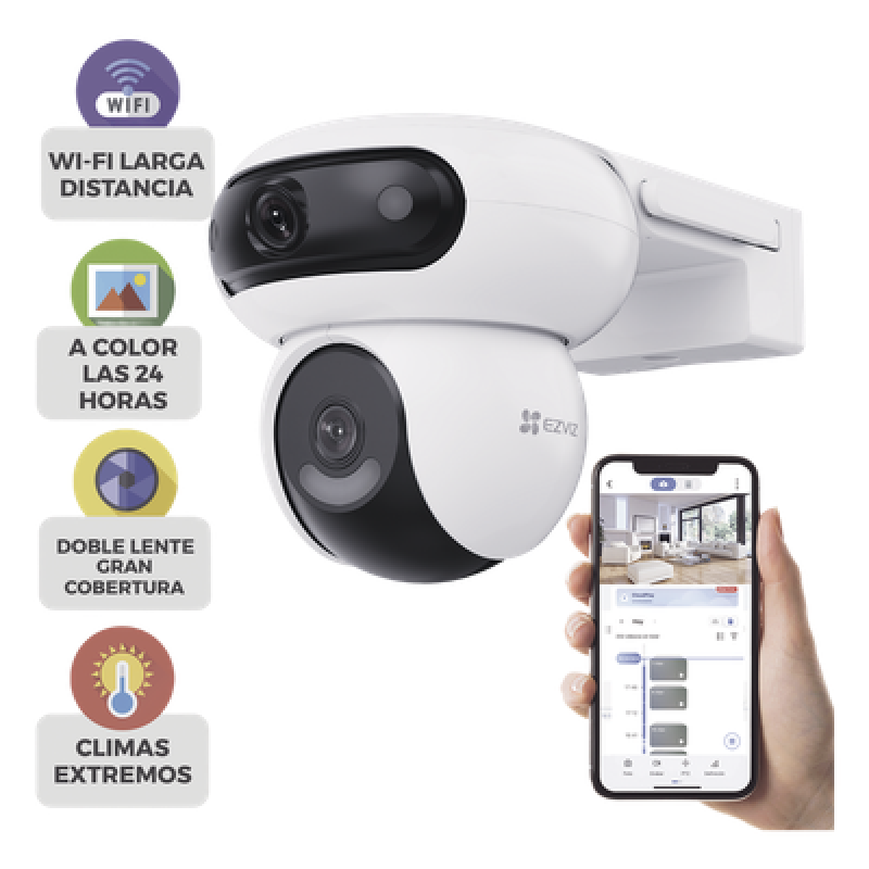 Cámara IP Doble PT / 8 Megapixel / Color Nocturna 40 m (131.2 ft) / Wi-Fi / IP65