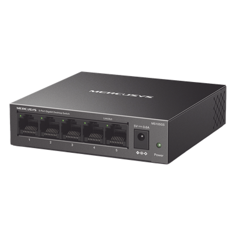 Switch NO Administrable / Para escritorio / Carcasa de metal / 5 puertos 10/100/1000 Mbps / Diseño Compacto / Plug and Play