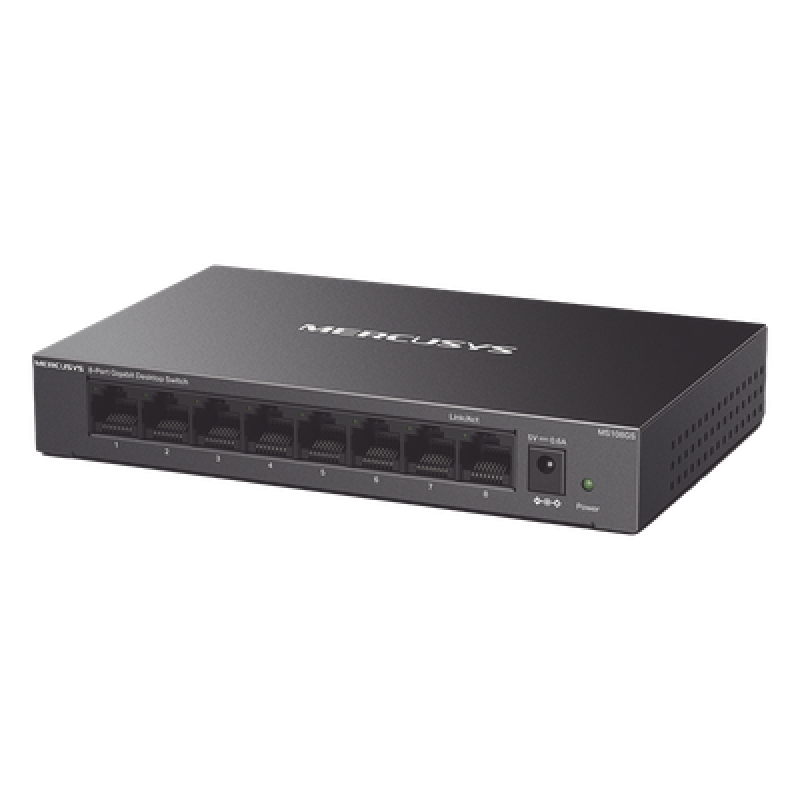 Switch No Administrable / 8 Puertos Gigabit / 16 Gbps / Carcasa Metálica / Sin Ventilador / Plug and Play