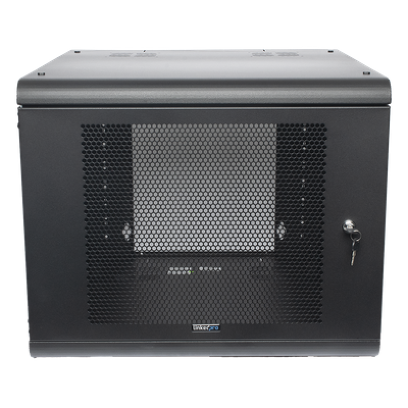 Gabinete de Pared con Puerta Perforada, 635mm de Profundidad, 9U Rack de 19 in, Acero Reforzado