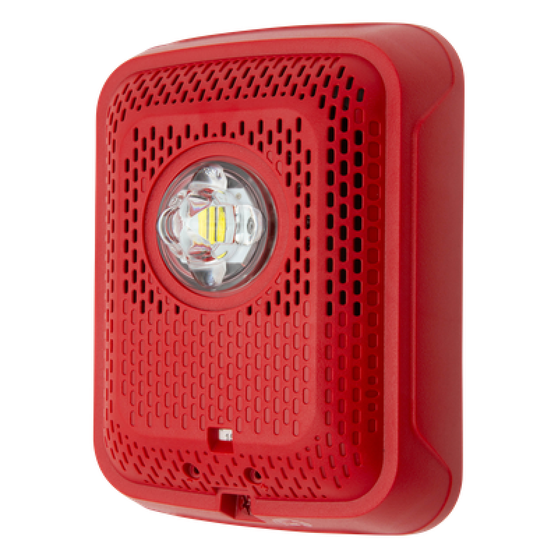 Bocina con Lámpara Estroboscópica, Montaje en Pared, Color Rojo, Nuevo Diseño Moderno y Elegante y Menor Consumo de Corriente