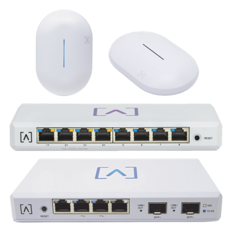 Starter KIT Alta Labs: Incluye 1 Router (Route10) / 1 Switch PoE (S8-POE) / 1 Puntos de Acceso WiFi 6 AP6 / 1 Punto de Acceso AP6-PRO / Bloqueo de Contenido / Administración en la Nube / App Gratuita / Compatible con la plataforma Purple