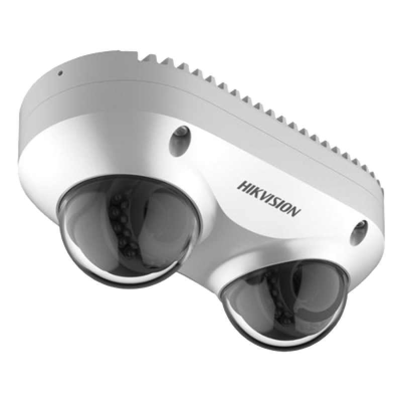 PanoVu Series / Lente Dual de 4 Megapixel / 2 Lentes Fijos de 2.8 mm / Recomendado para Pasillos o Esquinas / IP67 / IK10 / PoE / WDR 120 dB / 10 mts IR / Entrada y Salida de Audio y Alarma / MicroSD