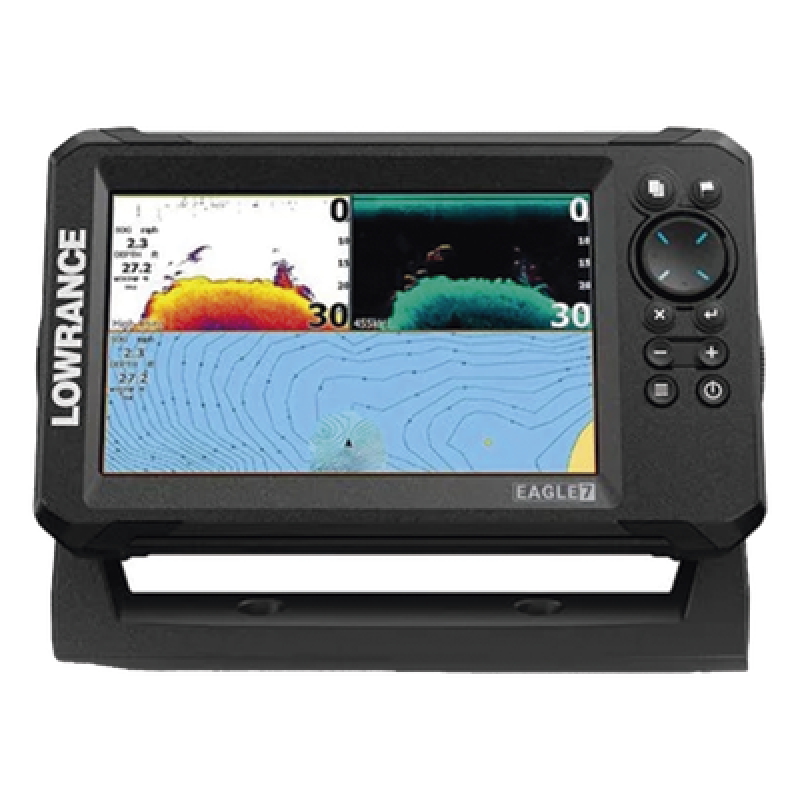 Ecosonda / Pantalla IPS 7 pulgadas / CHIRP + DownScan / 50-200 y 455-800 kHz / 0.67 kg / 8.9 x 5.5 x 3.3 pulgadas