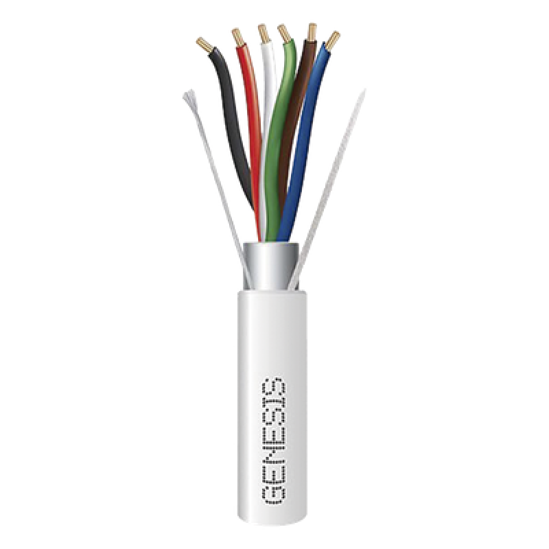 Carrete de 305 Metros (1000 Pies) / Cable de Cobre / 6 x 18 AWG / Plenum / Color Blanco / Blindado / Para Aplicaciones de Alarmas de Intrusión / Control de Acceso / Automatización / Interfonos y Tv Porteros