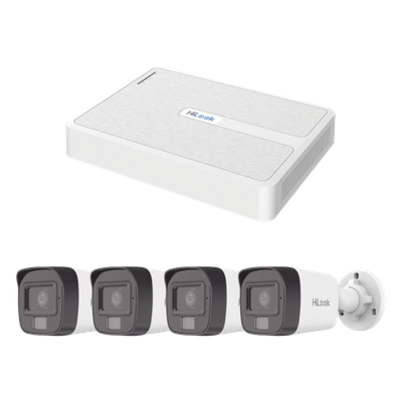 Kit IP 2 Megapixel / NVR de 8 Canales con 8 Puertos PoE / 4 Cámaras IP Bala Dual light para Exterior / Micrófono Integrado