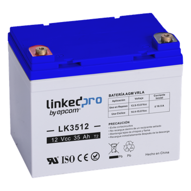 Batería de respaldo 12 V | 35 Ah | AGM | Especial para Seguridad Electrónica | UPS | Vida útil 5 años | Terminales T1