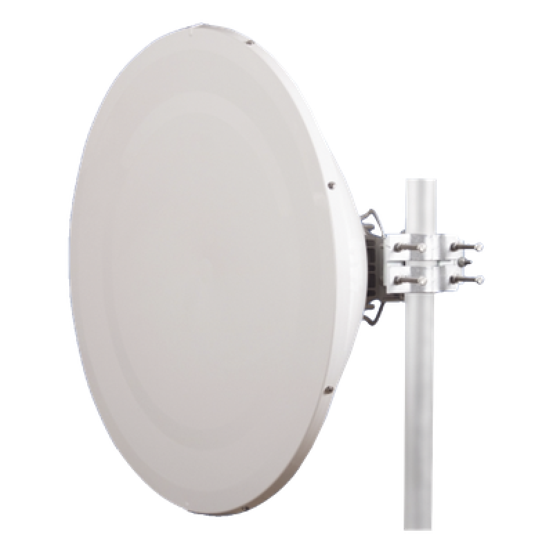 Antena direccional Alto Rendimiento / Parábola profunda para mayor aislamiento al ruido /4 ft / Guía de onda para radio B5x y C5x / Ganancia de 35 dBi / Soporte de acero inoxidable / Polaridad en 90 ° y 45 ° / Incluye montaje.
