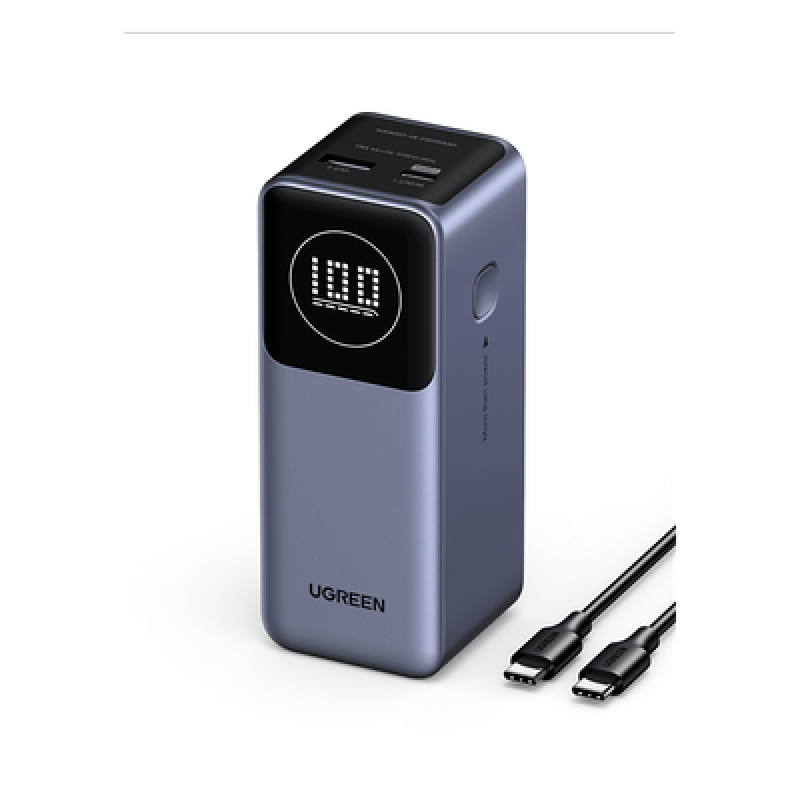 Power Bank / 12000 mAh / 100 W Max / 2 Salidas / USB-C PD 3.0 / USB-A QC 3.0 / Pantalla Inteligente