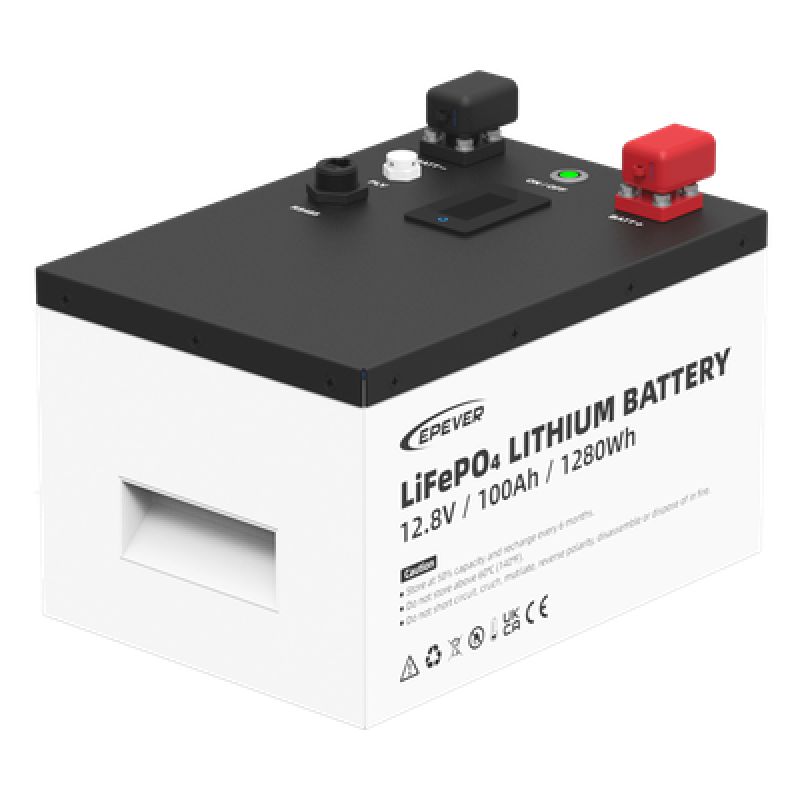 Batería de Litio LiFePO4 12.8Vcc, 100Ah, 1.28KwH, Pantalla LCD para Monitoreo Local, Carcasa Metálica
