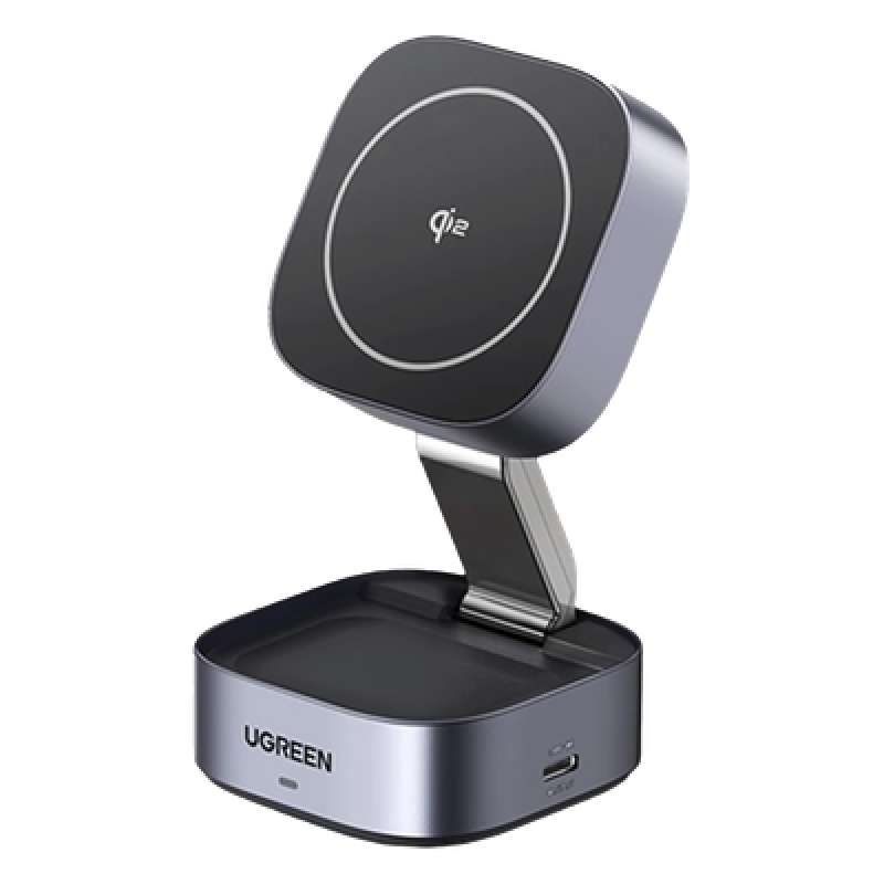 Cargador Inalámbrico 2 en 1 25W / Tecnología Magnética Qi 2 / 15W para Teléfono + 5W para Auriculares / Puerto USB-C 5W / Protecciones Múltiples / Cable USB-C Incluido