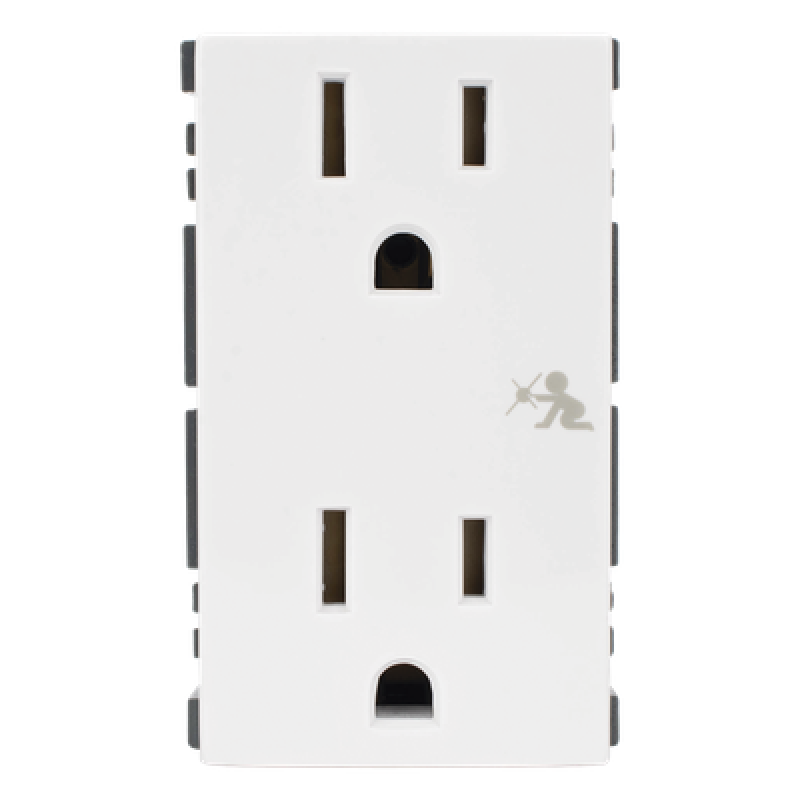 Módulo Dúplex de Contactos Eléctricos / 10A / 127V / Sistema de Seguridad Antiobjetos / Compatible con Cajas para Pavimento / Embornamiento a Tornillo