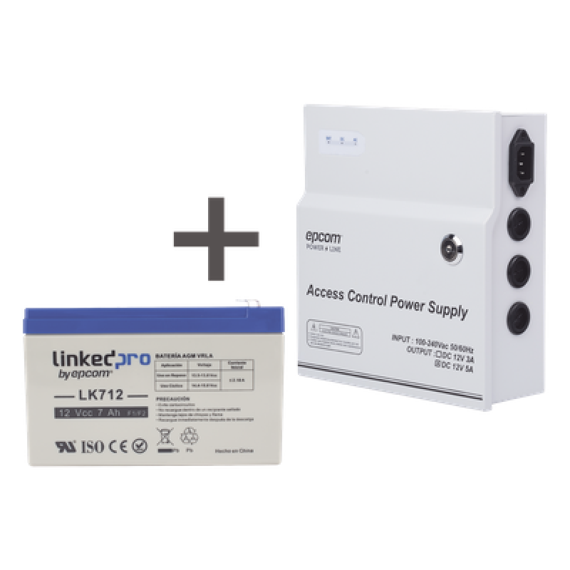 Kit / Fuente regulada de 11 - 15 V @ 5A / Capacidad de respaldo / Modelo ACPST1205 + Batería incluida LK712