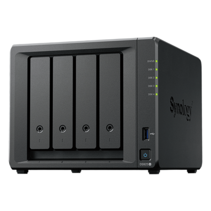 NAS 4 Bahías / Expandible a 9 Bahías / 2 Puertos 2.5GbE / 2 Ranuras M.2 NVMe / Procesador AMD Ryzen V1500B / 4 GB DDR4 ECC / Escritura Secuencial 565 MB/s / RAID Híbrido