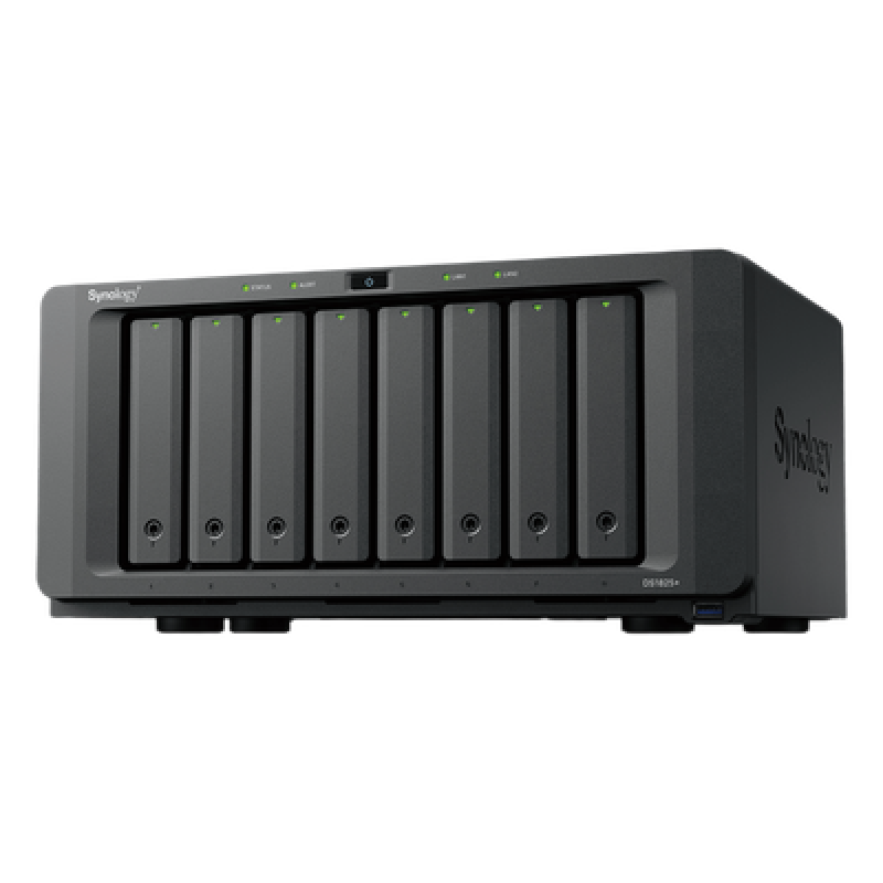 NAS Empresarial / 8 Bahías / AMD Ryzen V1500B / 8 GB DDR4 ECC / 2 Puertos 2.5GbE / Expansión 10GbE/25GbE / Caché M.2 NVMe / Lectura 2,239 MB/s