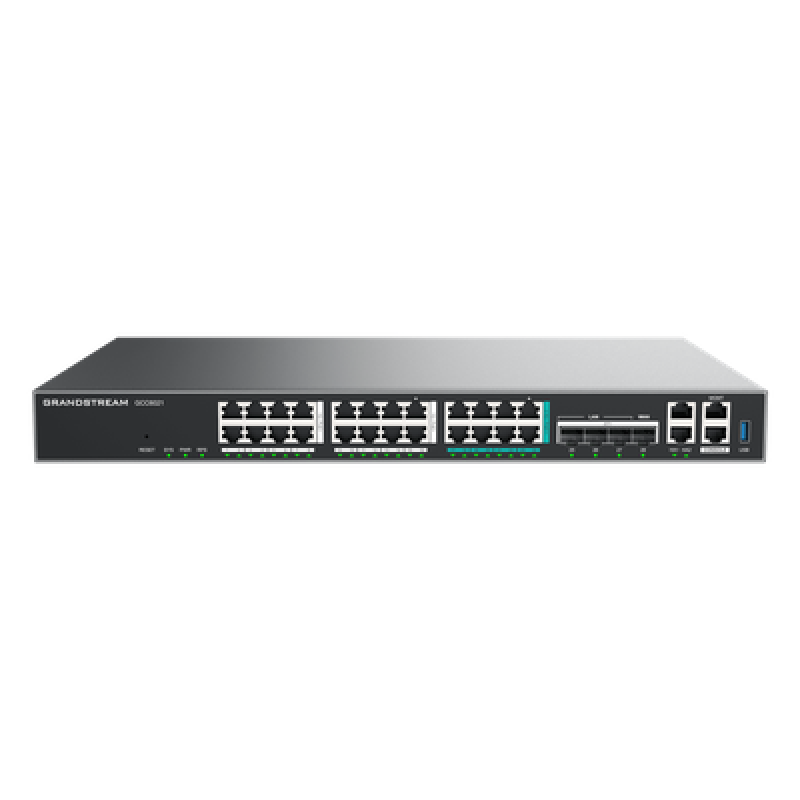 Router Todo-en-Uno GCC6021 con PBX de 50 Extensiones + Firewall + VPN + Switch de 16 Puertos GbE + 4x SFP+ 10 GbE y 8x 2.5 GbE / Gestión en la Nube con GDMS