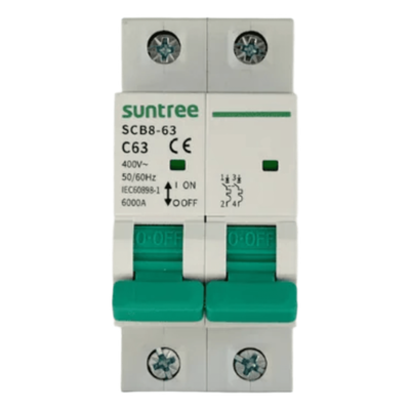 Protección Térmica/ Interruptor 2P, 20 A, Corriente Alterna 400Vca para Aplicación Fotovoltaica Montaje Riel DIN