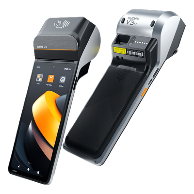 Terminal Móvil Inteligente SUNMI V3 / Pantalla HD+ 6.75" / Procesador Qualcomm Hexa-Core / Impresora Térmica 58 mm / 3GB RAM + 32GB Almacenamiento / Android 13 / 4G LTE / Wi-Fi Dual Band /