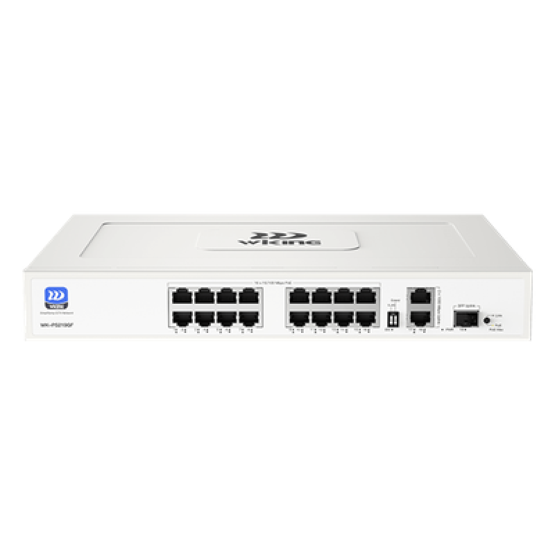 Switch no administrable PoE WI-TEK / Gestión Cloud / 16 Puertos 10/100 Mbps PoE af/at / 2 Puertos Uplink Gigabit / 1 Ranura SFP 1000 Mbps / Presupuesto 180 W / Puerto 1 Hi-PoE 60W