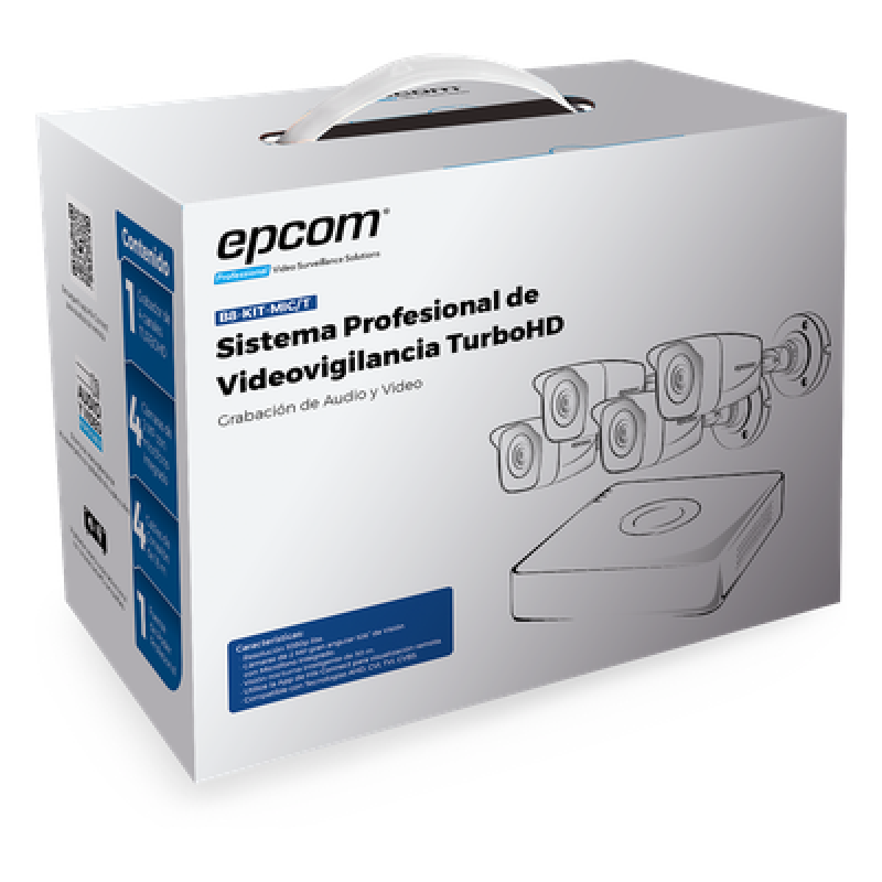 (MICRÓFONO Integrado + Detección de Movimiento 2.0) Kit TurboHD 1080p Lite / DVR 4 canales / Audio por Coaxitron / 4 Cámaras Bala de Metal con Micrófono Integrado