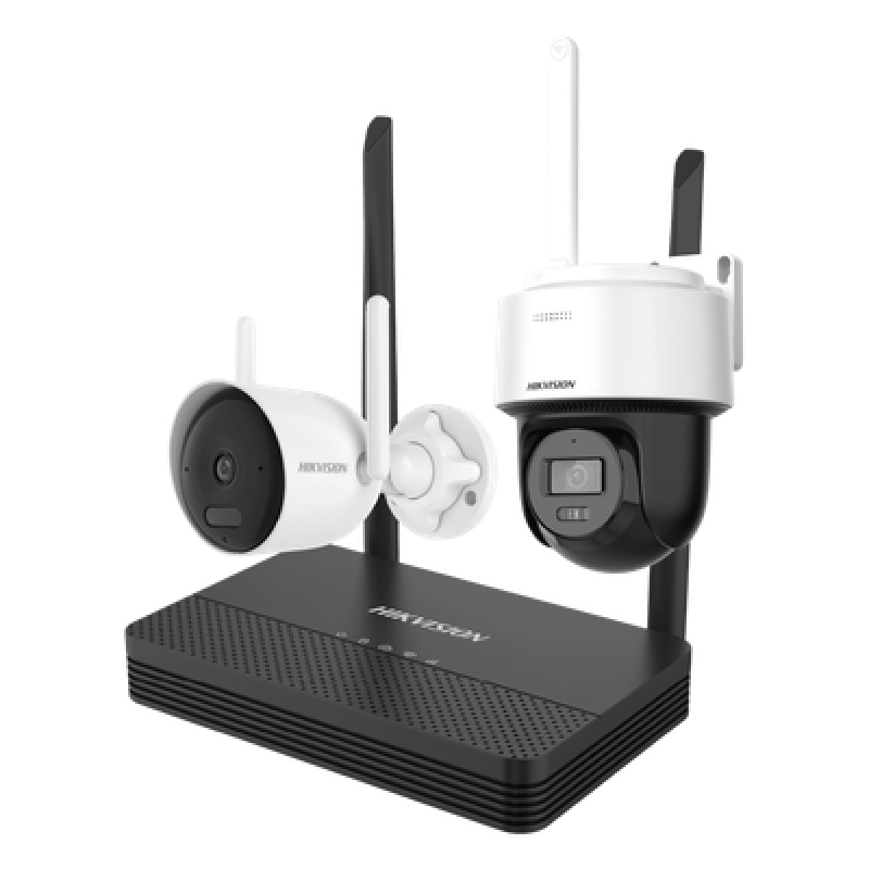Kit IP Inalámbrico 4 Megapixel / NVS 4 Canales / 1 Cámara Bala Exterior + 1 Cámara Turret Interior con Lente 2.8 mm y Dual Light / Audio Bidireccional (Micrófono y Bocina) / Soporta Micro SD de 512 GB