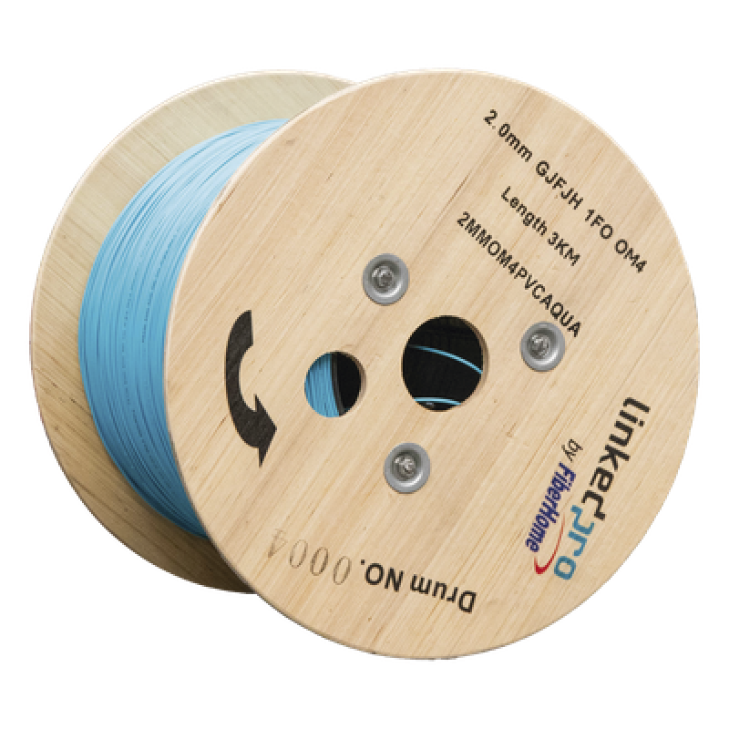 Fibra Óptica Multimodo OM4, 2 mm, Simplex, Tight Buffer, 900 micras, Color Aqua, Precio Por Metro, (Hasta 2000 Metros en un Solo Tramo de Cable)