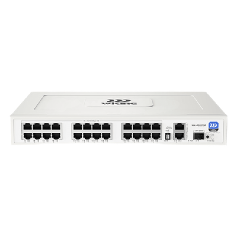 Switch PoE No Administrable / 24 Puertos 10/100 Mbps PoE / 2 Puertos Uplink Gigabit / 1 Ranura SFP 1000 Mbps / Presupuesto PoE 270 W / Hi-PoE 60 W